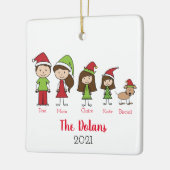 Personalisierte Familie mit Hundeweihnacht Keramikornament (Links)