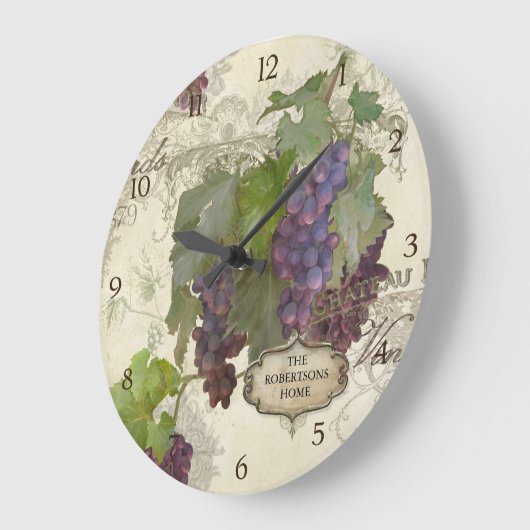 Personalisierte Familie Rustikaler Weinberg Große Wanduhr (Winkel)