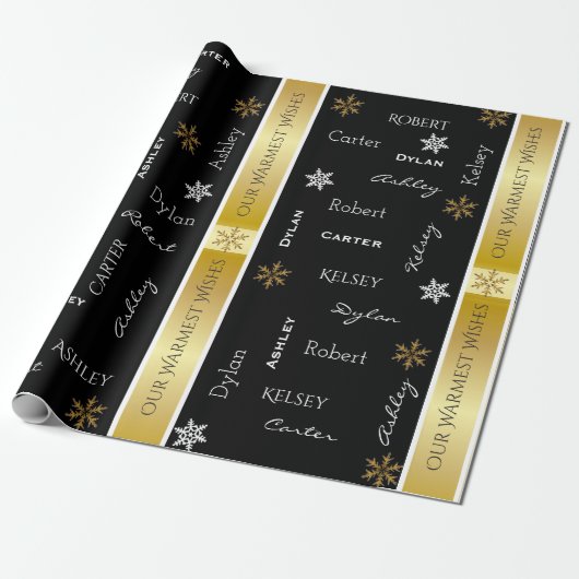 Personalisierte Familie von 5 eleganten Weihnachts Geschenkpapier (Ungerollt)