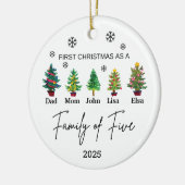 Personalisierte Familie von fünf Ornamenten, Famil Keramik Ornament (Links)