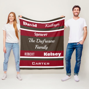 Personalisierte Familie von sechs Striped Fleecedecke