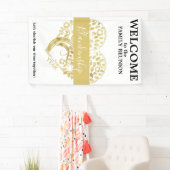Personalisierte Familie Wiedersehen Gold Herzbaum  Banner (Insitu)