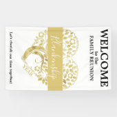 Personalisierte Familie Wiedersehen Gold Herzbaum  Banner (Horizontal)