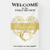 Personalisierte Familie Wiedersehen Gold Herzbaum  Banner (Vertikal)