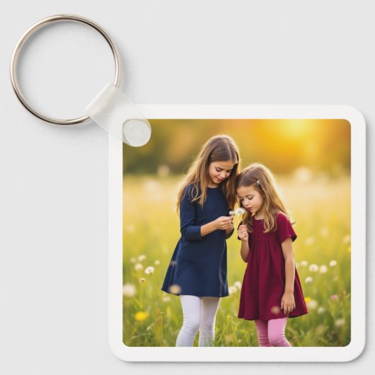 Personalisierte Familie Zwei Foto doppelseitig Schlüsselanhänger (Vorderseite)