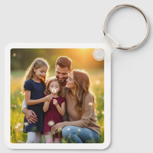 Personalisierte Familie Zwei Foto doppelseitig Schlüsselanhänger (Rückseite)