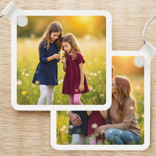 Personalisierte Familie Zwei Foto doppelseitig Schlüsselanhänger
