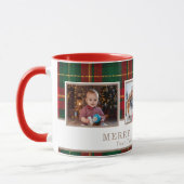 Personalisierte Familien-3-Foto-Plaid-Weihnachten Tasse (Links)