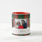 Personalisierte Familien-3-Foto-Plaid-Weihnachten Tasse (Zentrum)