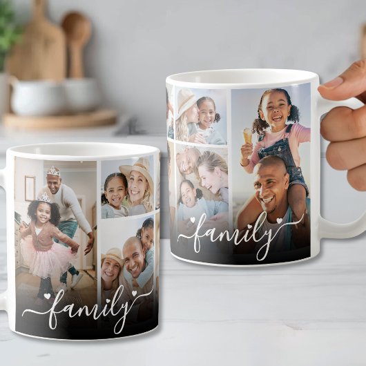 Personalisierte Familien-Foto-Collage Kaffeetasse