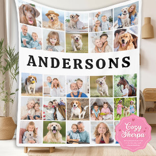 Personalisierte Familien-Foto-Collage mit 25 Fotos Sherpadecke