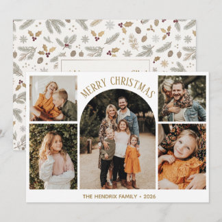 Personalisierte Familien-Multi-Foto-Collage Weihna Feiertagskarte