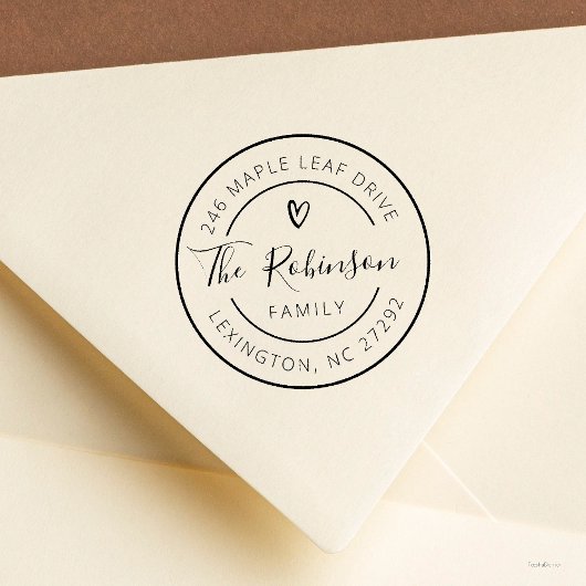 Personalisierte Familienadresse Kleines Herz Gummistempel