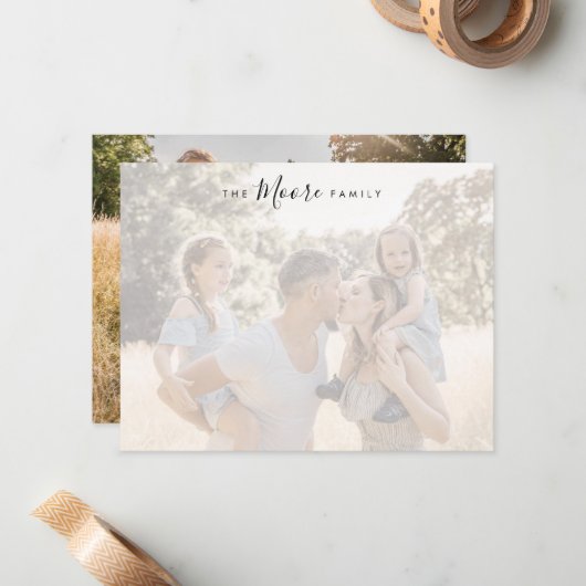 Personalisierte Familienarbeit Mitteilungskarte (Vorderseite/Rückseite Beispiel)