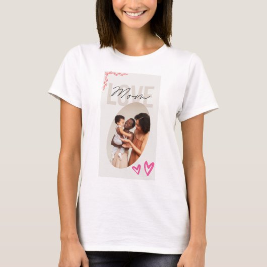Personalisierte Familienbildvorlage Muttertag T-Shirt (Vorderseite)