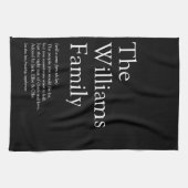 Personalisierte Familiendefinition Schwarz/Weiß Geschirrtuch (Horizontal)