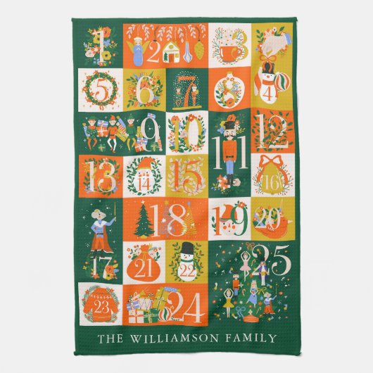 Personalisierte Familienfeier Weihnachten Geschirrtuch (Vertikal)