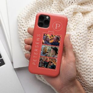 Personalisierte Familienfoto-Collage Monogramm iPhone 16 Hülle