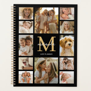 Personalisierte Familienfoto-Collage-Monogramm Planer