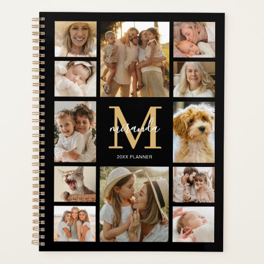 Personalisierte Familienfoto-Collage-Monogramm Planer (Vorderseite)