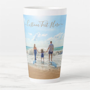 Personalisierte Familienfoto-Lattentasse mit Text Milchtasse
