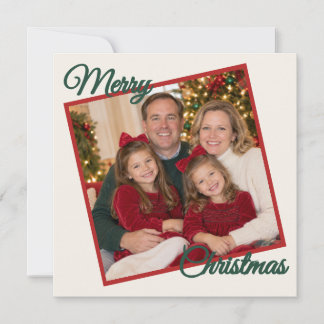 Personalisierte Familienfoto-Weihnachtskarte | Rot Feiertagskarte