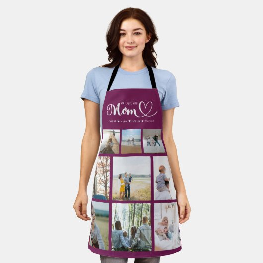 Personalisierte Familienfotocollage Wir Liebe Sie  Schürze (Getragen)
