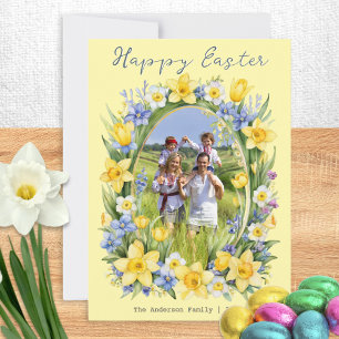 Personalisierte Familienfotos Frühlingsblumen Oste Feiertagskarte