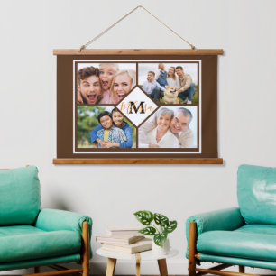Personalisierte Familienfotos Wandteppich Mit Holzrahmen