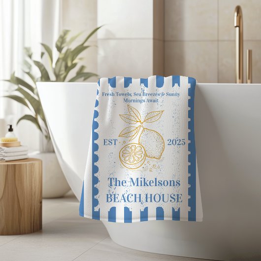 Personalisierte Familienküste Lemon Beach House De Badehandtuch