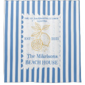 Personalisierte Familienküste Lemon Beach House De Duschvorhang (Vorderseite)