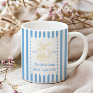 Personalisierte Familienküste Lemon Beach House De Zweifarbige Tasse