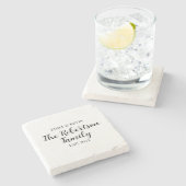 Personalisierte Familienname Untersetzer mit Jahr (Seitenansicht)