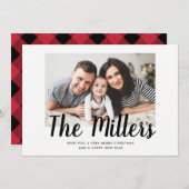 Personalisierte Familienname Weihnachtsfotokarte Feiertagskarte (Vorne/Hinten)