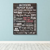 Personalisierte "Familienregeln" Leinwanddruck (Insitu (Holzboden))