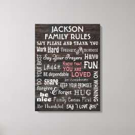 Personalisierte "Familienregeln" Leinwanddruck