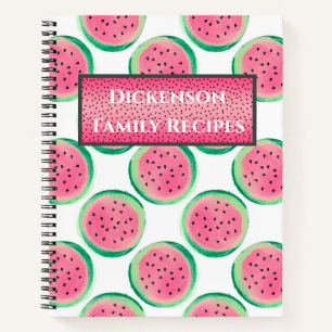 Personalisierte Familienrezepte mit Wassermelonen Notizblock