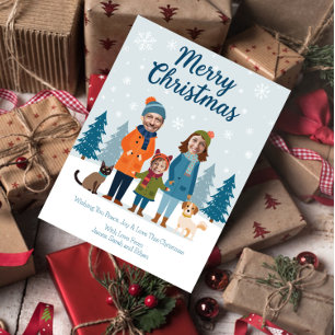 Personalisierte Familiensicht Weihnachts-Custom-Fo Feiertagspostkarte
