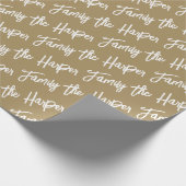 Personalisierte Familiensignatur Modernes Drehbuch Geschenkpapier (Ecke)