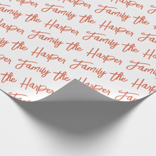 Personalisierte Familiensignatur Modernes Drehbuch Geschenkpapier (Ecke)