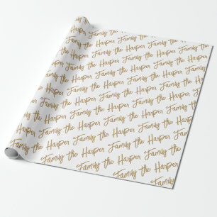 Personalisierte Familiensignatur Modernes Script G Geschenkpapier