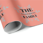 Personalisierte Familiensignatur Snowflake Rot Geschenkpapier (Rolleneckpunkt)