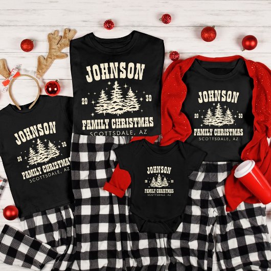 Personalisierte Familienweihnachtsbaum-Matching Tri-Blend Shirt