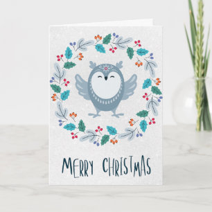 Personalisierte fantastische Eulen-Weihnachtskarte Karte