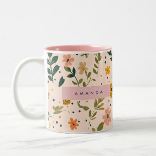 Personalisierte Fantastische Wildblumenwiese Zweifarbige Tasse