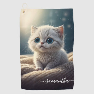 Personalisierte Fantasy Süße Baby Katze für Katzen Golfhandtuch