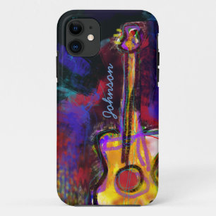 personalisierte Farb-Gitarrenmalerei iPhone 11 Hülle