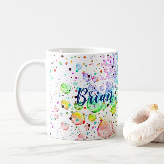 Personalisierte Farbblasen Kaffeemaschine Tasse (Mit Donut)