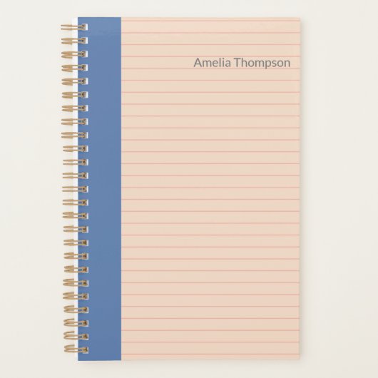 Personalisierte Farbblocklinien in Rosa und Blau Planer (Vorderseite)