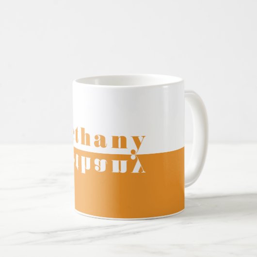 Personalisierte Farbblockspiegelung - Orange Kaffeetasse (VorderseiteRechts)